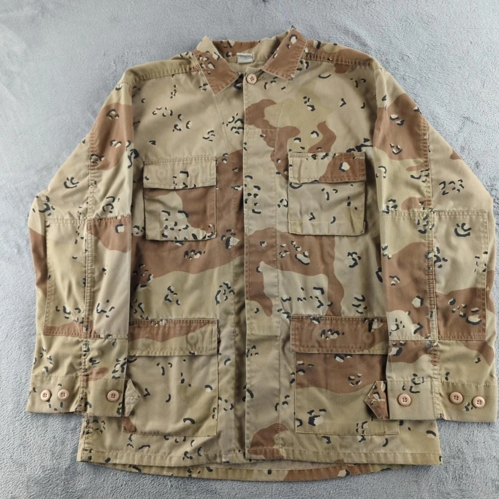 Vintage Desert Camo Field Jacket Mens Medium Camouflage‎ Military Button Up 90s